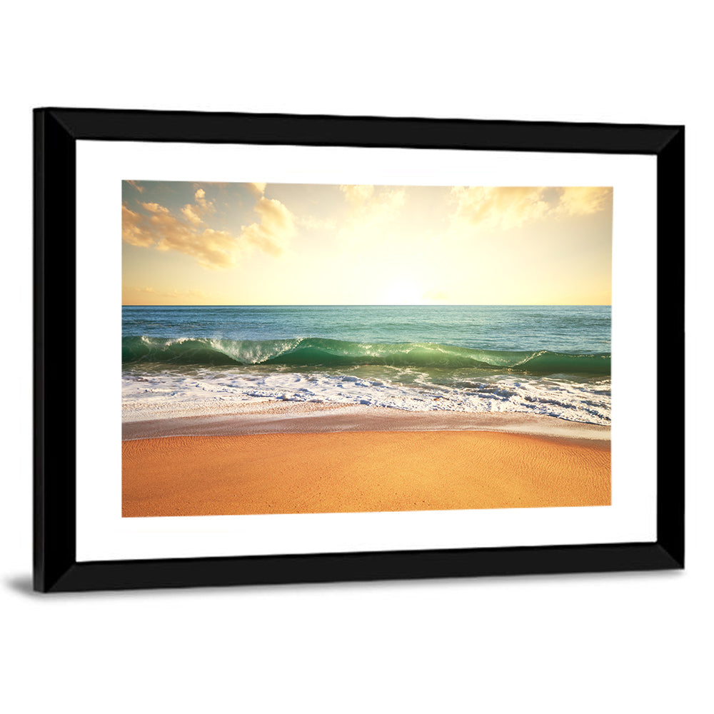 Sunset Over Breaking Wave Wall Art