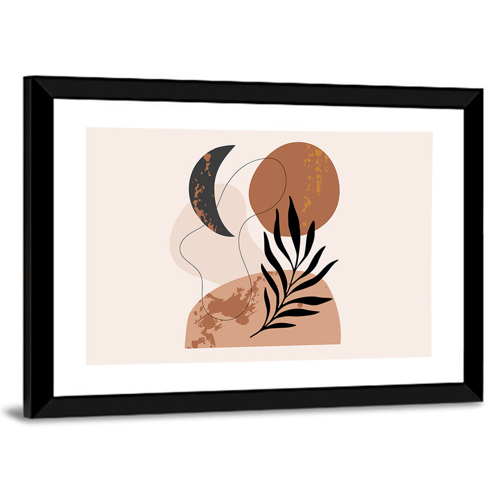 Crescent Moon Botanical Minimalist Wall Art