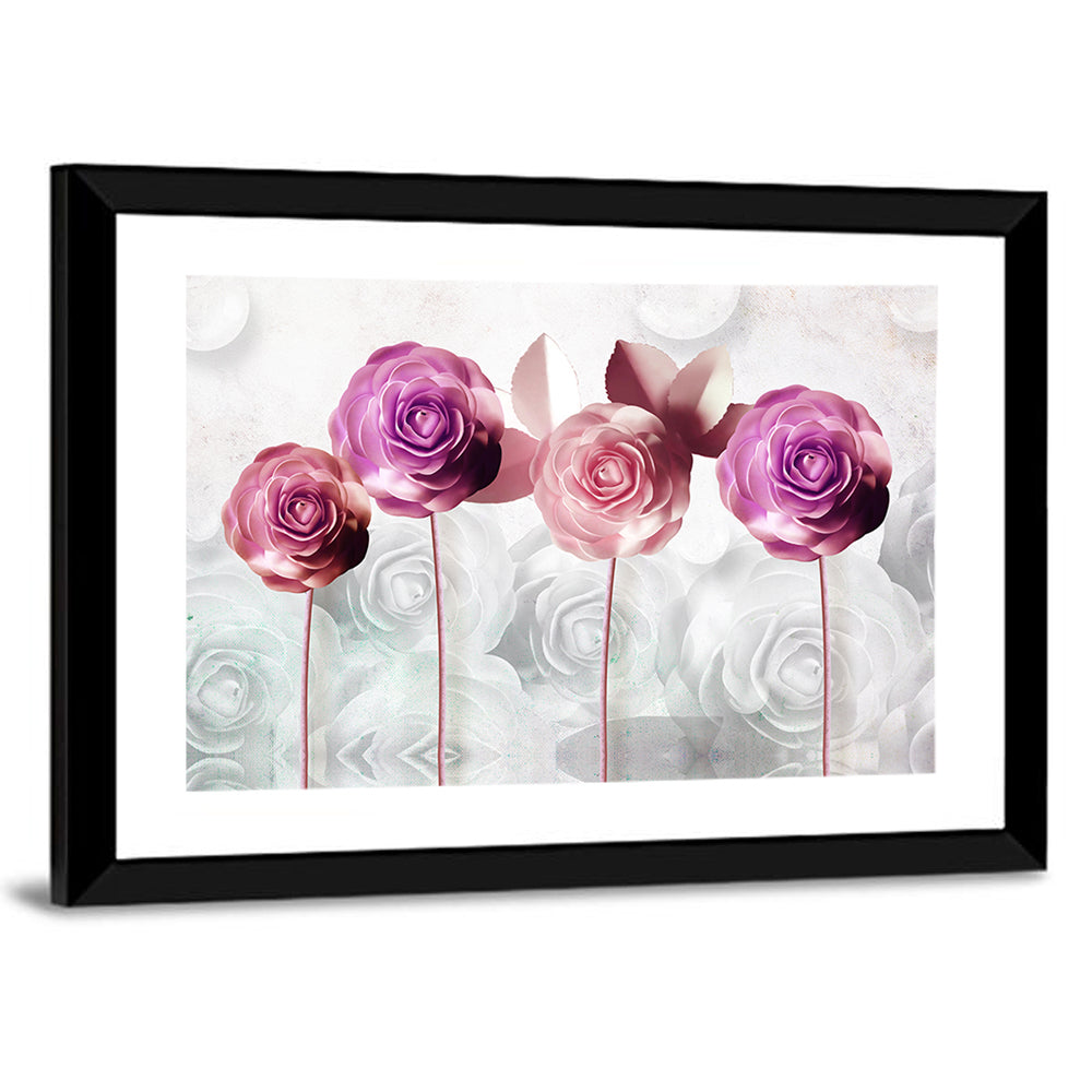 3d Quartet of Roses Wall Art