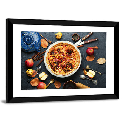 Apple Tart with Blue Teapot Wall Art