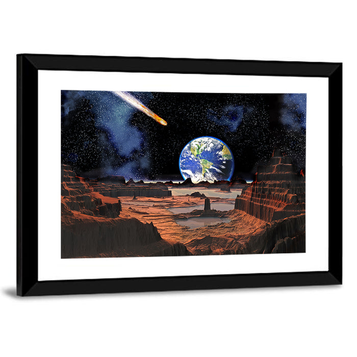 Asteroid Collision with Earth Wall Art as a framed print