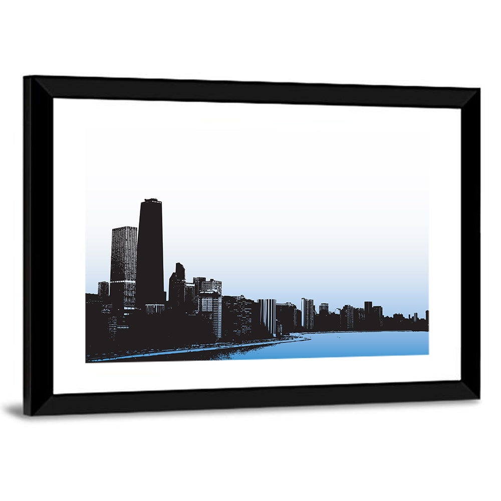 Chicago Skyline Blue Reflection Wall Art