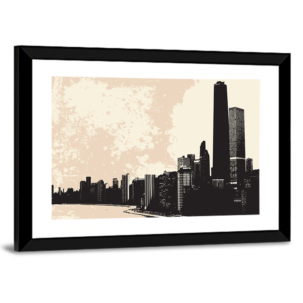 Chicago Skyline Silhouette Wall Art