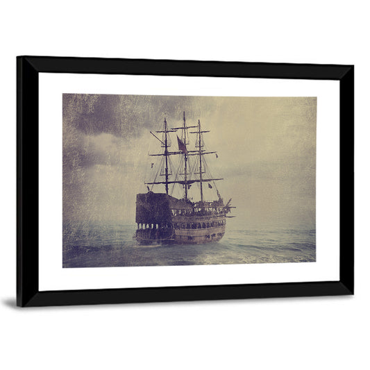 Old Pirate Ship at Sea Wall Art