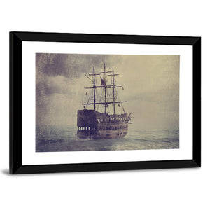 Old Pirate Ship In The Sea Wall Art