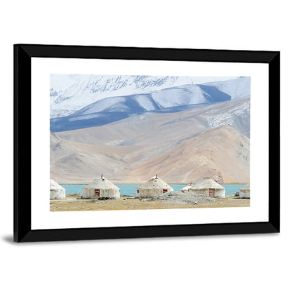 Yurts In Mountain At Karakul Lake Wall Art