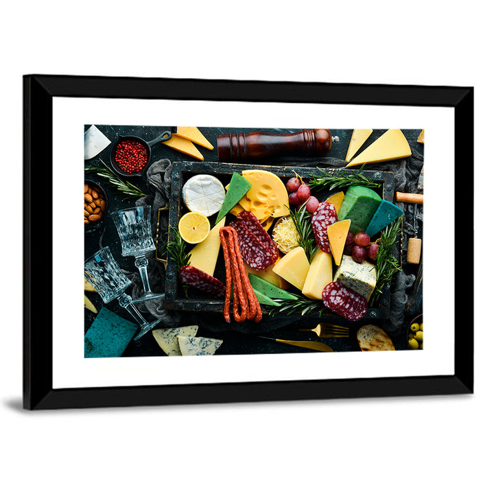 Charcuterie Tray with Wine Glasses Wall Art