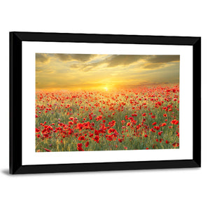 Poppy Field On Sunset Wall Art