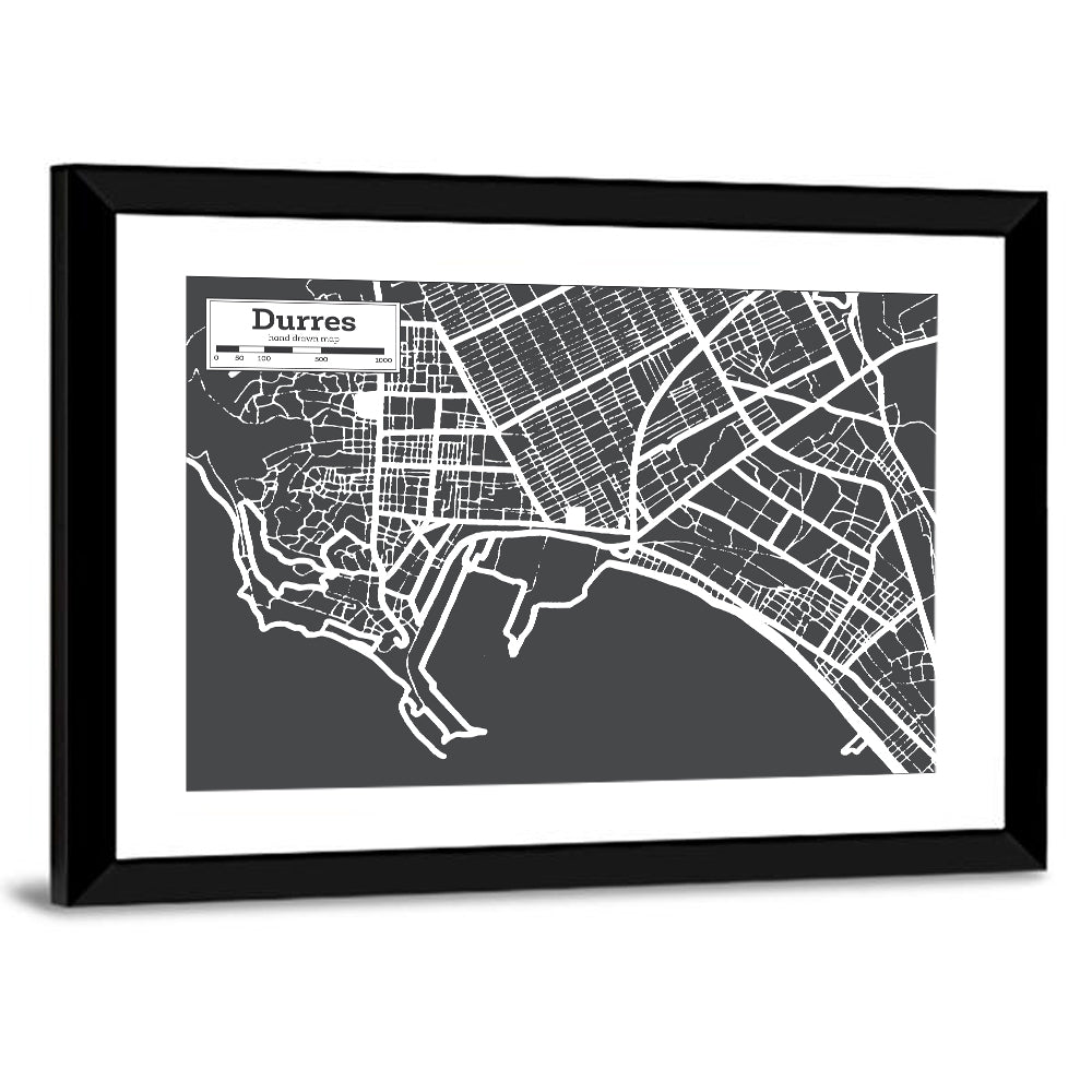 Durres City Map Wall Art