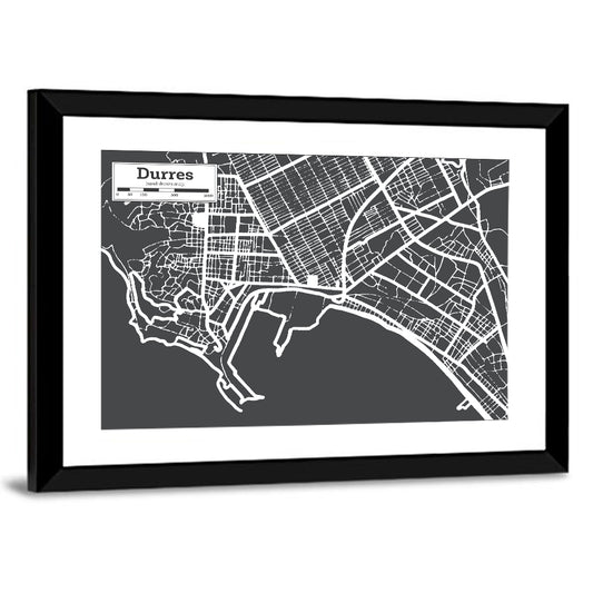 Durres City Map Albania Wall Art