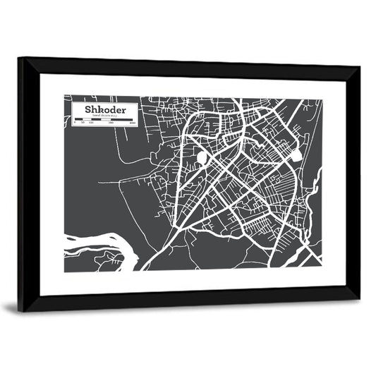 Shkoder City Map Albania Wall Art
