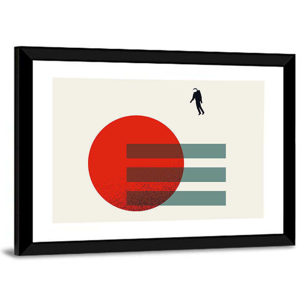 Minimalist Astronaut and Red Planet Wall Art