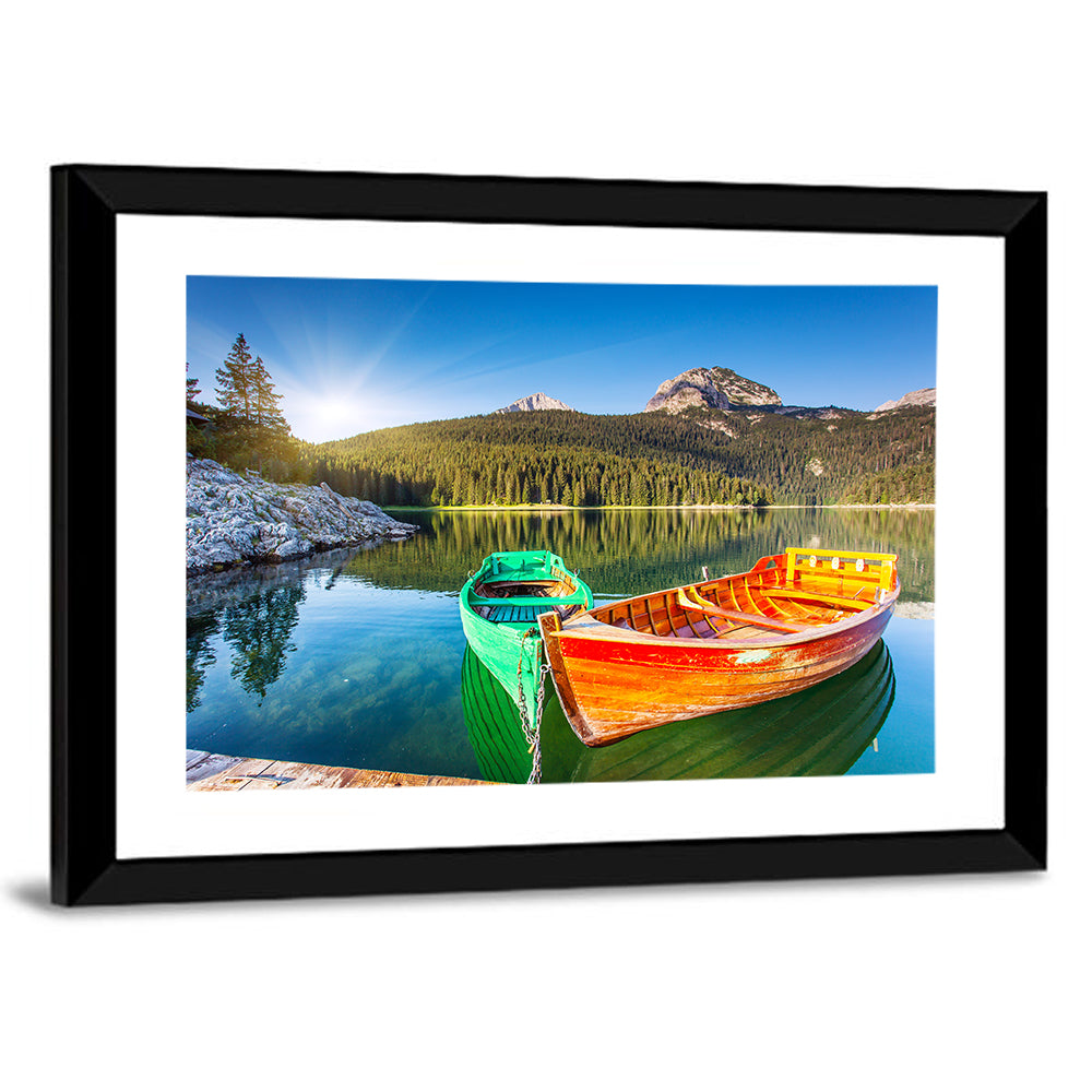 Boats at Black Lake Montenegro Wall Art