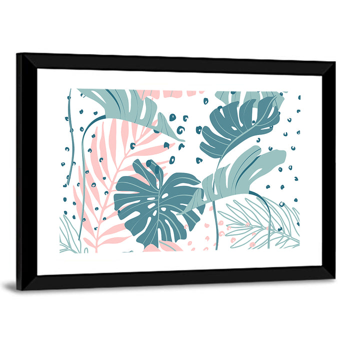 Minimal Tropical Leaf Pattern Wall Art as a framed print