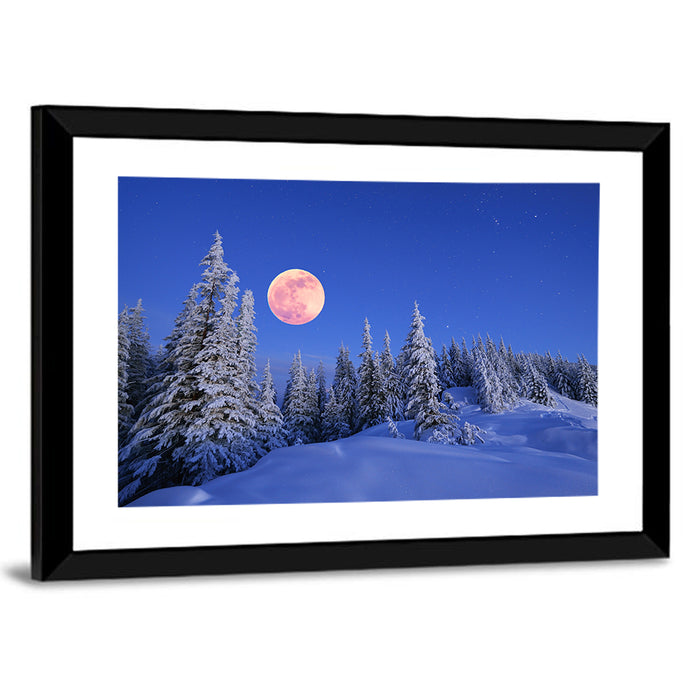 Moonlit Carpathian Mountains, Ukraine Wall Art as a framed print