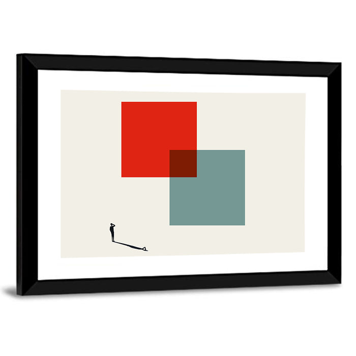 Silhouette with Overlapping Squares Wall Art as a framed print