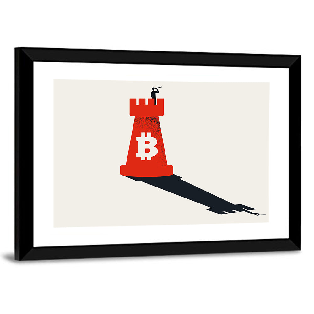 Rook Tower with Bitcoin Emblem Wall Art