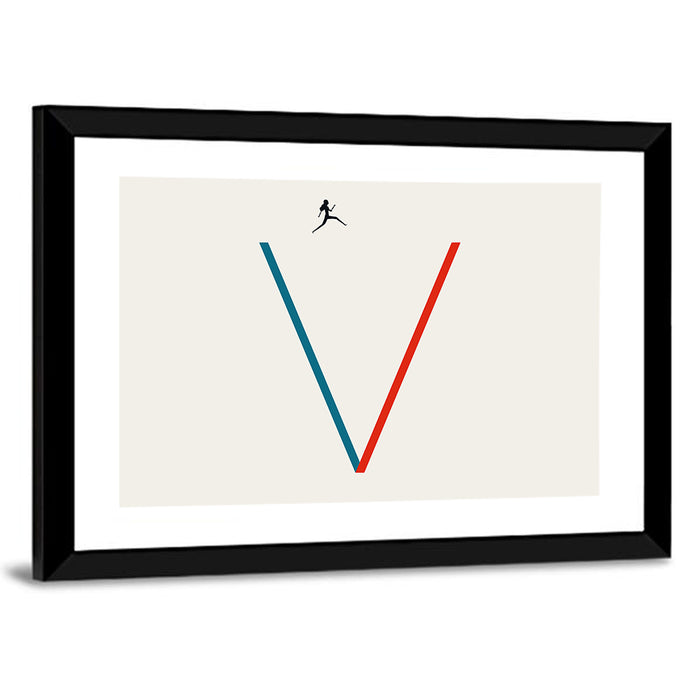 Victory V Runner Silhouette Wall Art as a framed print
