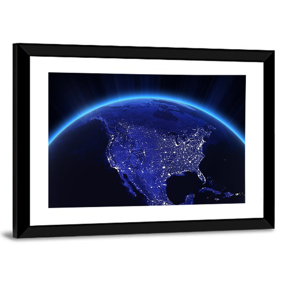 USA City Lights At Night Wall Art