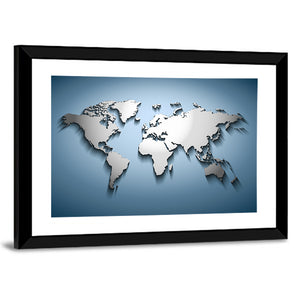 Bluish World Map Wall Art