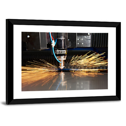 Laser Cutter Sparks on Metal Wall Art
