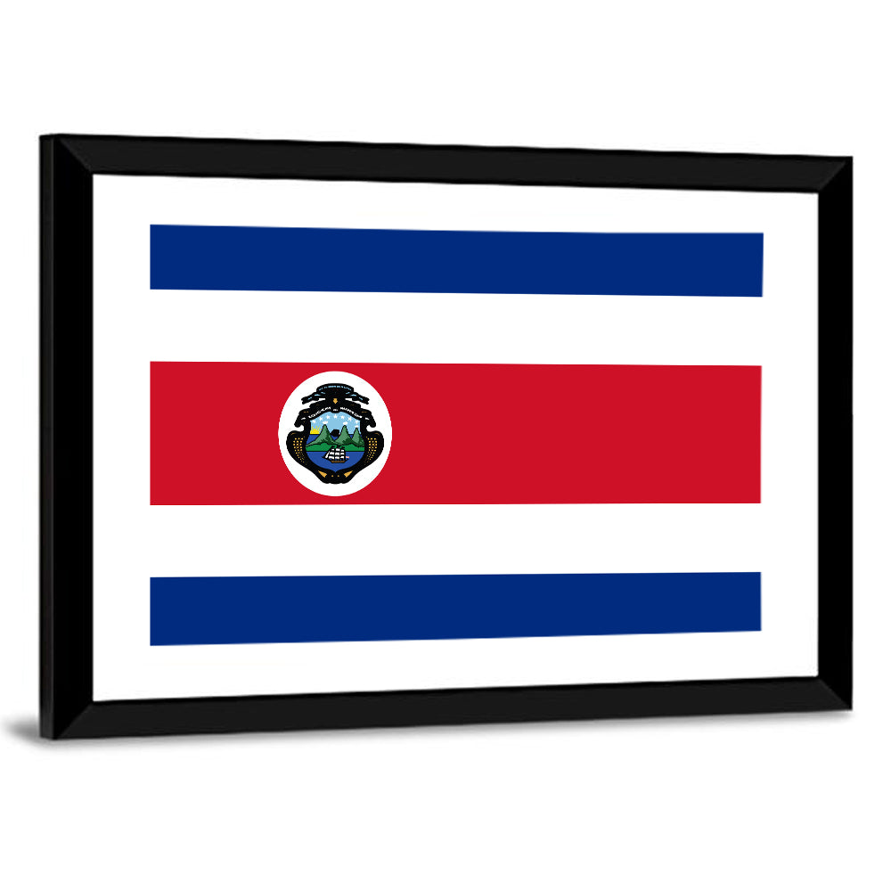 Costa Rica Flag with Coat of Arms Wall Art