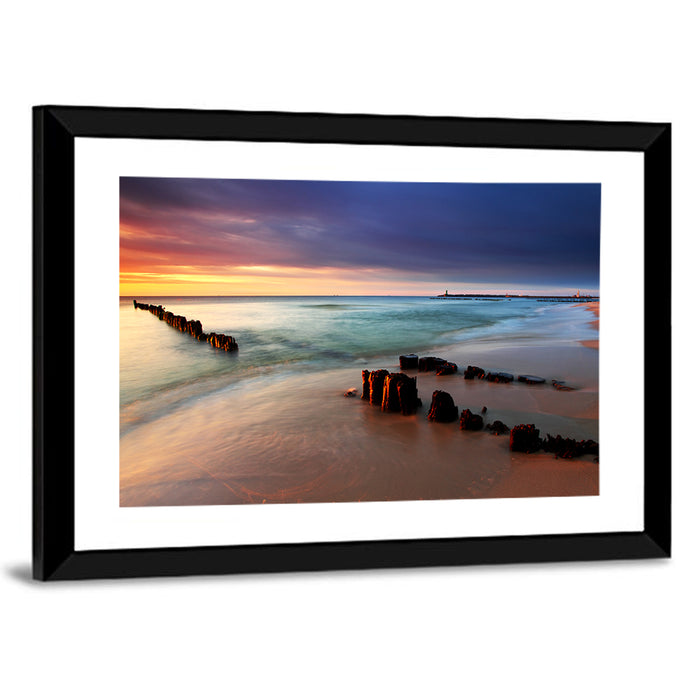 Poland Beach Sunrise Wall Art as a framed print