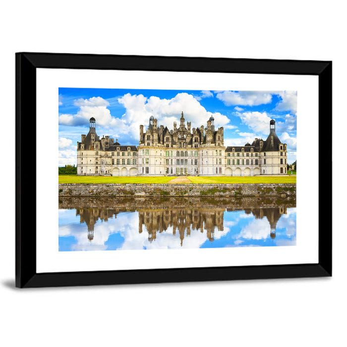 Château De Chambord Reflection Wall Art as a framed print