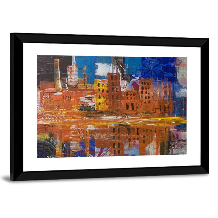 Metropolis Reflective Cityscape Wall Art as a framed print