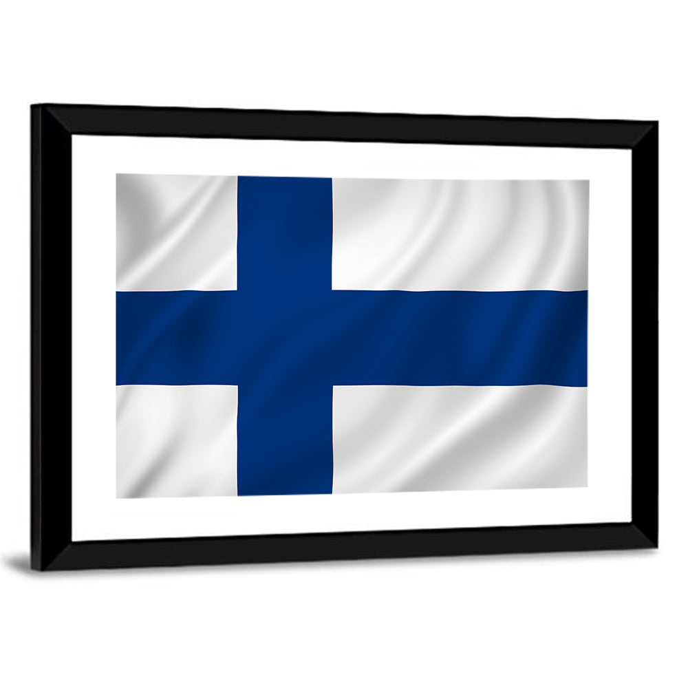 Finnish Flag with Rippling Texture Wall Art
