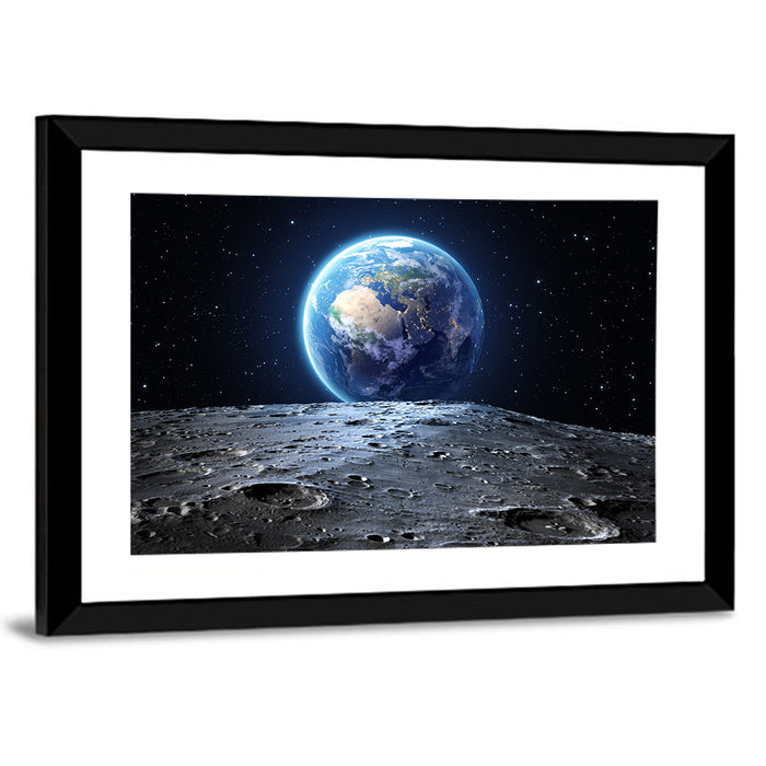 Blue Earth from the Moon Wall Art as a framed print
