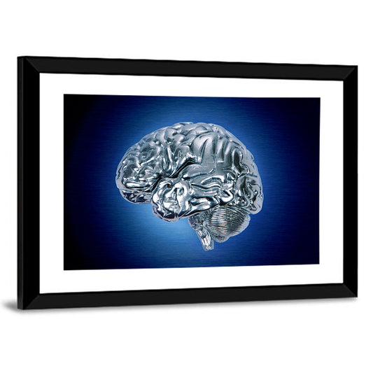 Chrome Brain Profile Wall Art