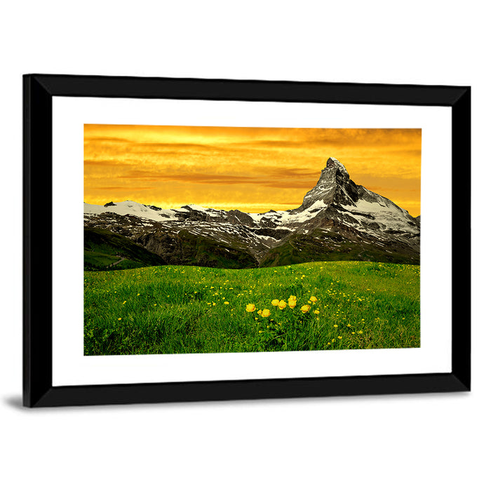 Golden Hour at the Matterhorn Wall Art as a framed print