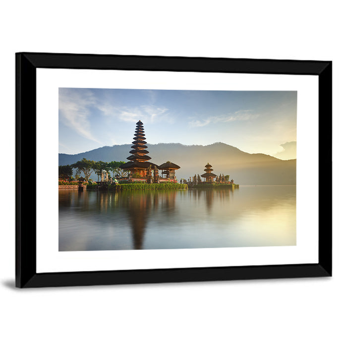 Ulun Danu Beratan Temple at Sunrise Wall Art as a framed print