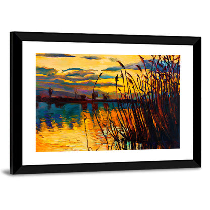 Sunset Lake with Reeds Wall Art