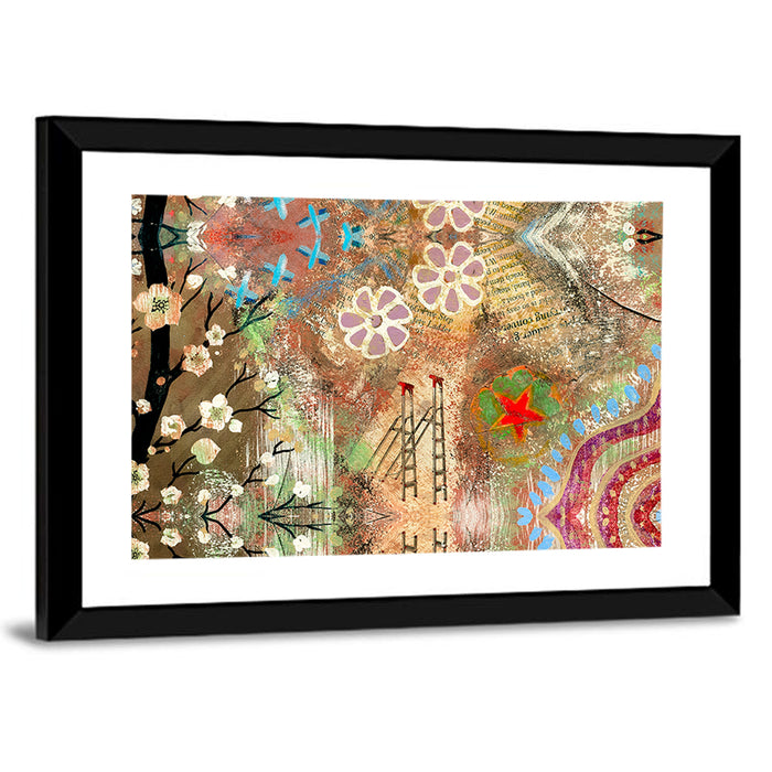 Vintage Scrapbook Collage Wall Art as a framed print