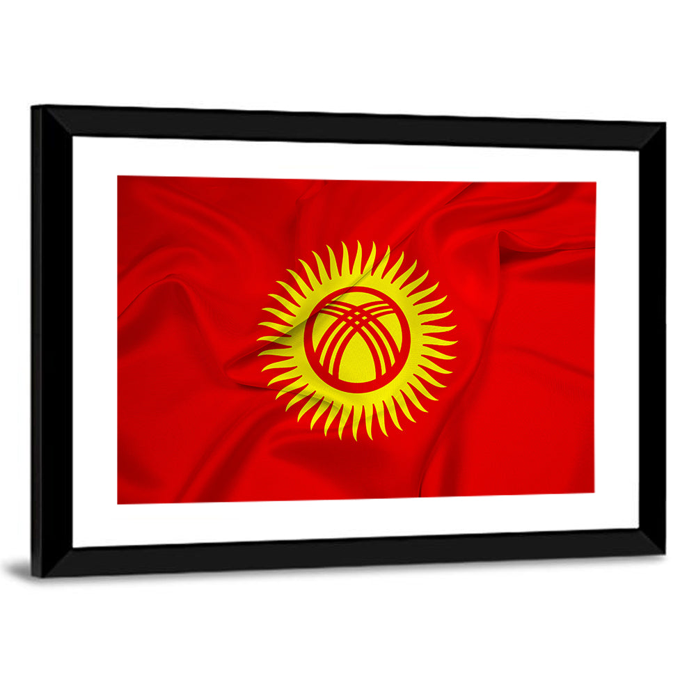 Kyrgyzstan Flag with Tunduk Emblem Canvas Wall Art