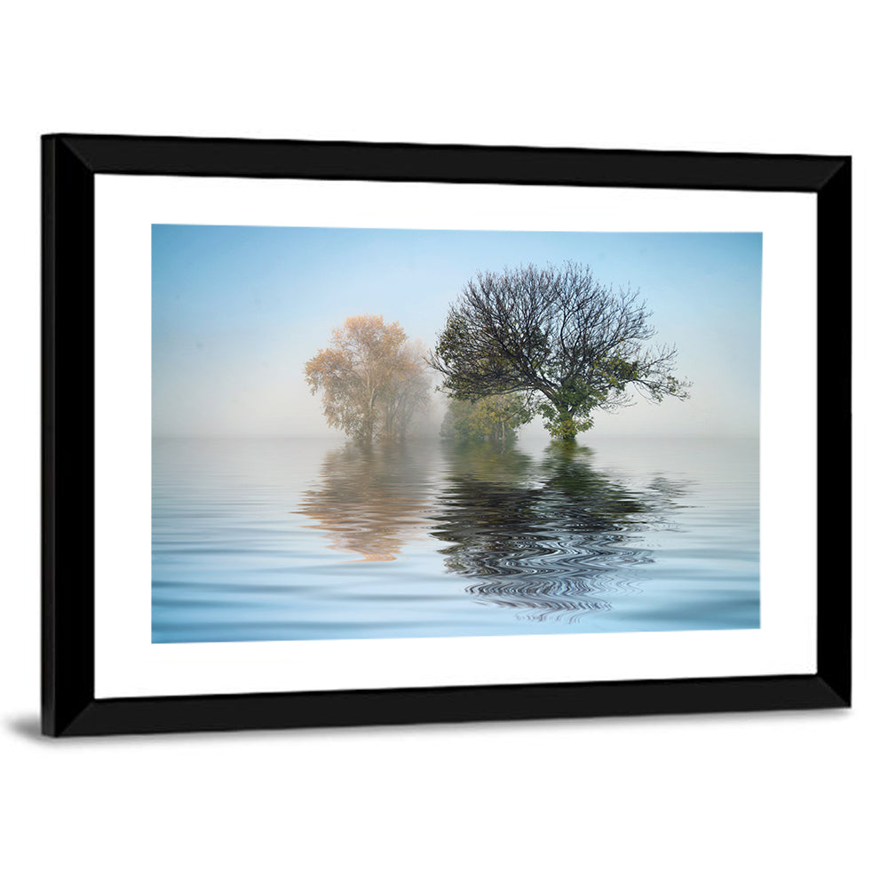 Misty Lake Reflection Wall Art