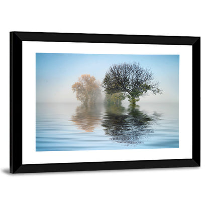 Misty Lake Reflection Wall Art