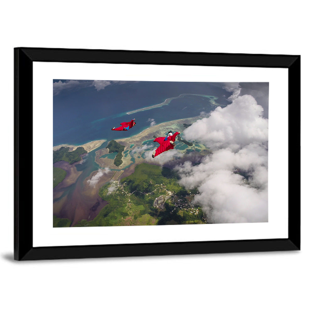 Wingsuit Duo Over Palau Coast Wall Art