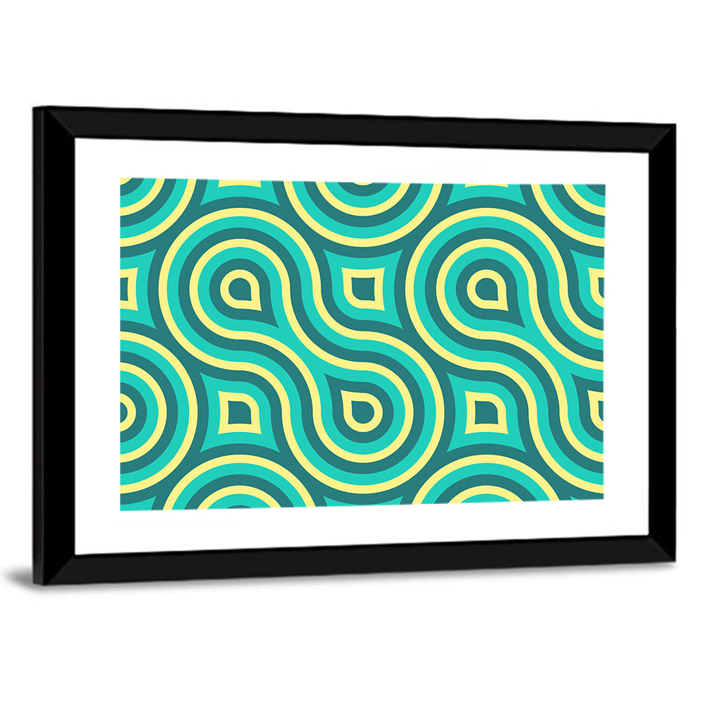 Retro Teal Geometric Pattern Wall Art