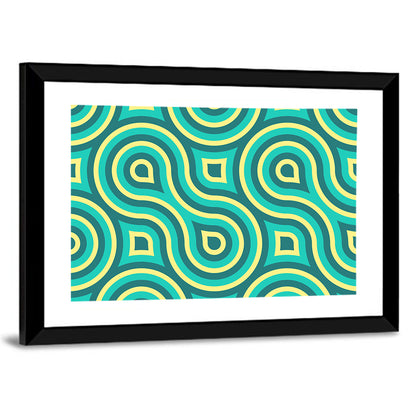 Retro Teal Geometric Pattern Wall Art