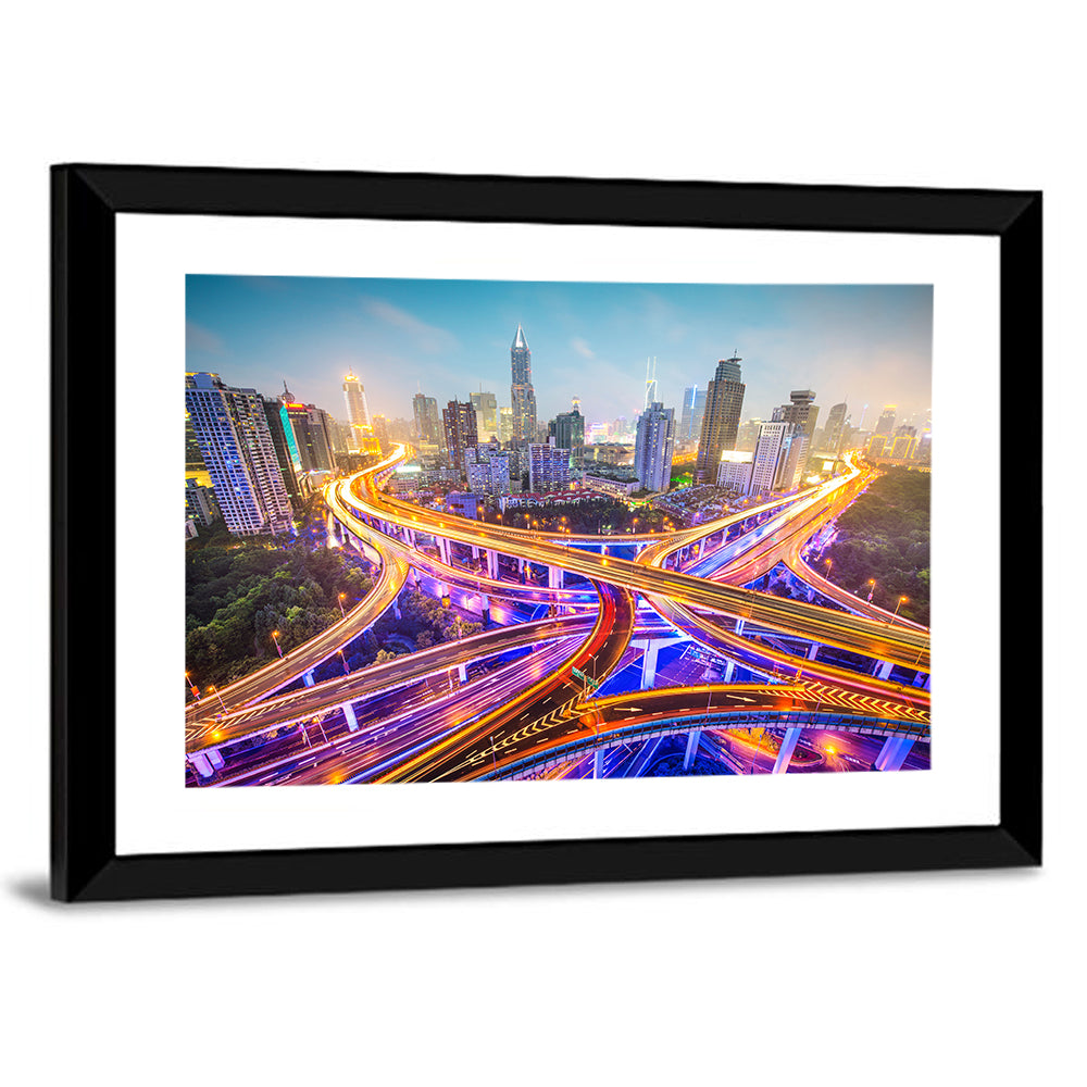 Shanghai Highway Skyline Wall Art