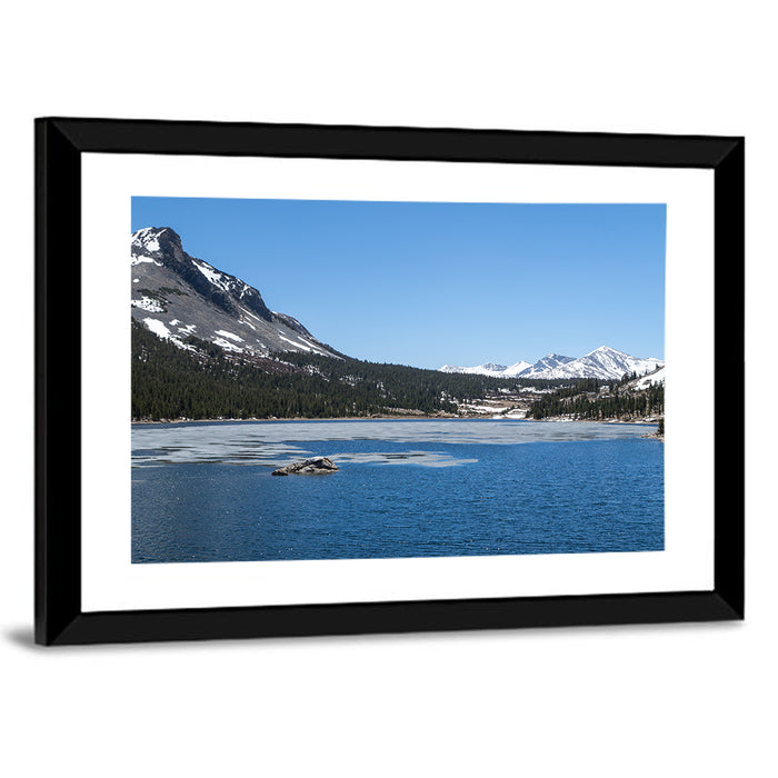 Yosemite Frozen Lake Scene Wall Art as a framed print
