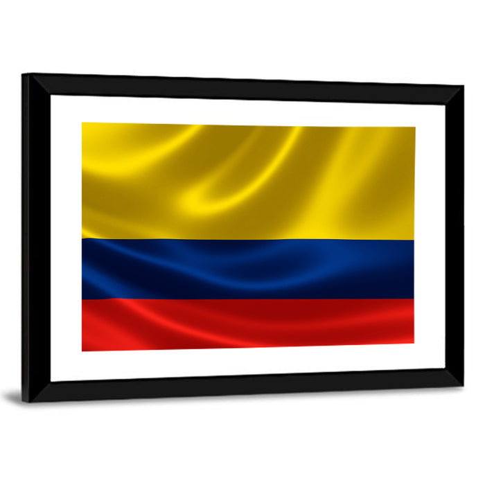 Colombian Flag with Rippling Texture Wall Art as a framed print