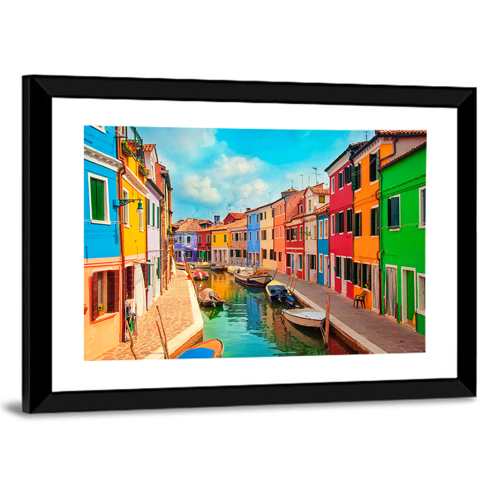 Burano Canal with Colorful Houses Wall Art