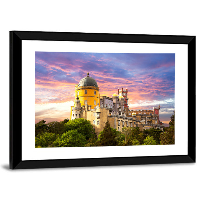 Pena Palace at Golden Dusk, Sintra Wall Art as a framed print