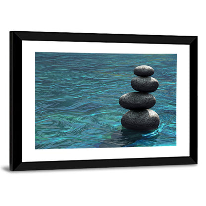 Zen Stone Stack Over Rippling Water Wall Art