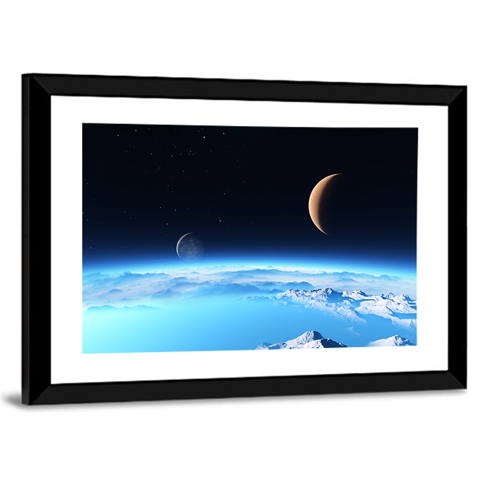 Ice Planet with Crescent Moon Wall Art