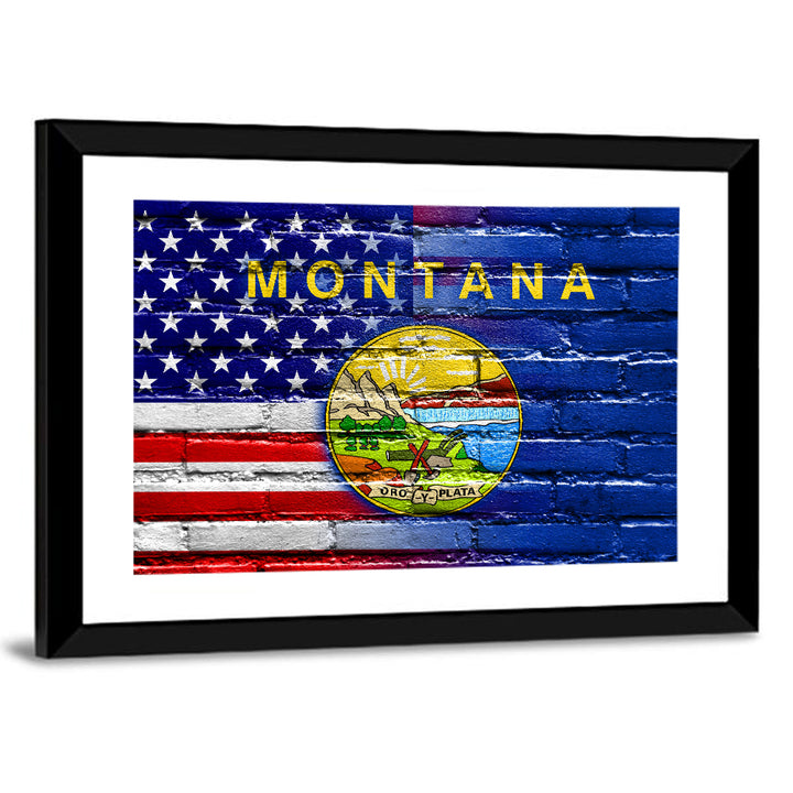 United States and Montana Flag Wall Art